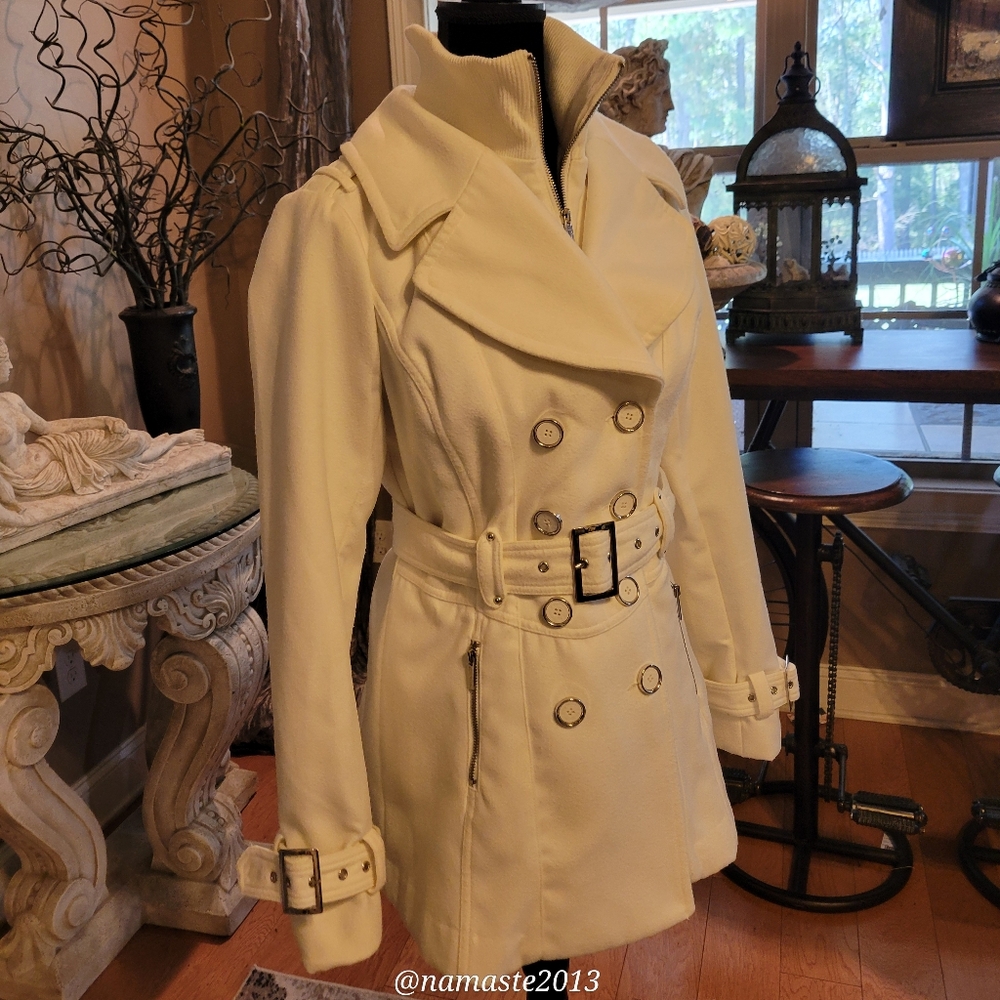 Guess Duel Closure Military Style Peacoat Designer Winter Fully Lined #66